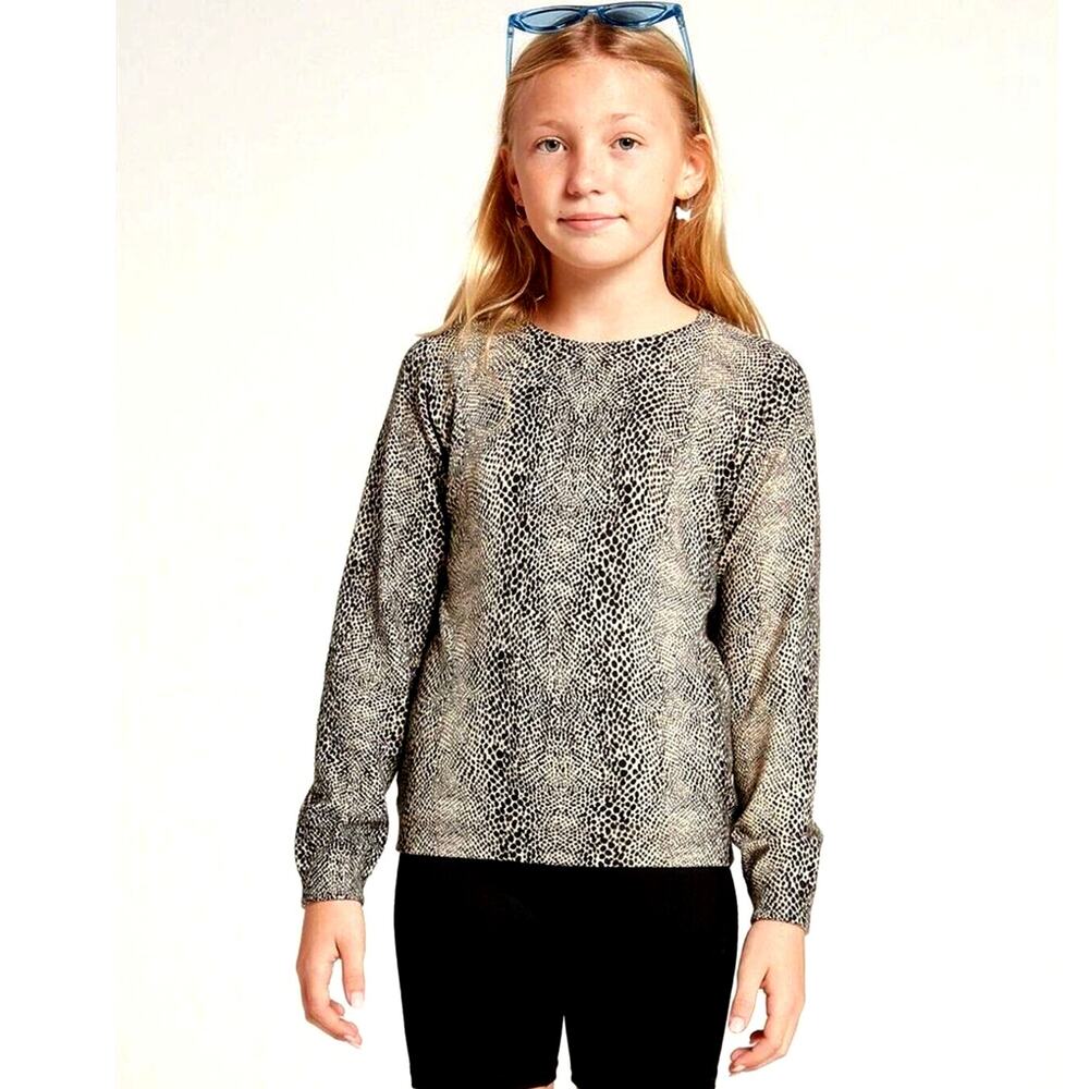 Volcom Girls M 8-10 Animal Print Knit Sweater Crewneck Long Sleeve Pullover